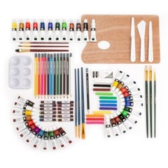 Table Top Easel Mixed Media Art Set Artist Paints Pencils Pastels Storage 104pcs