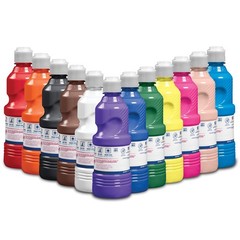 12 PCS 16 Oz ReadytoUse Tempera Paint Assorted Colors Art Craft Supply
