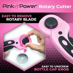 Pink Power Rotary Cutter Set with Ergonomic Handle Fabric Cutter Wheel for Se…