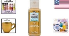 Multi-Surface 2 oz Metallic Gold Enamel Paint – Non-Toxic & Dishwasher Safe