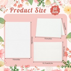 60 Sets Watercolor Cards with Envelopes 4×6 Inch 140LB Foldable Cardstock