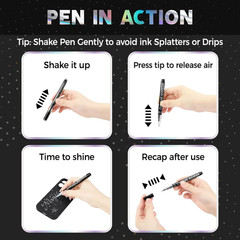 3 Colors Chrome Paint Markers, Light, Black and Laser Silver Permanent Mirror Li