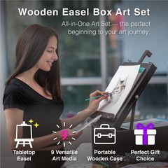 152-Piece Wooden Easel Art Supplies Set for Painting, Drawing, and Mixed Media