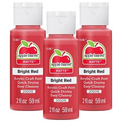 Bright Red Acrylic Paint Set, Lot of 3 (2 Ounces Each) Apple Barrel Matte NEW