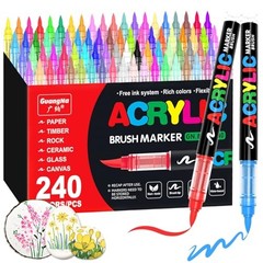 Acrylic Paint Markers, Brush Tip Paint Pens with Direct-Liquid Ink 240 Colors