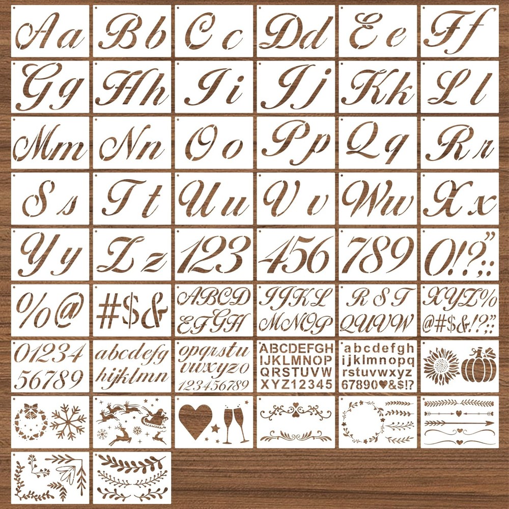 BAMIDELE Letter Stencils for Painting on Wood, 50 8.27 x 5.5 inches, White