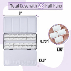 – Empty Watercolor Paint Palette Tin, Metal Case with 28 Half Pans | Compact …