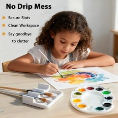 2 Pcs Paint Brush Holder with 6 Slots Watercolor Oil Acrylic Brush Rest Set