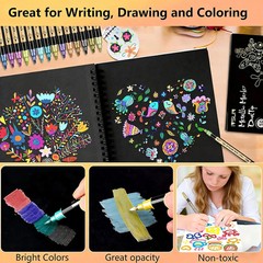 Metallic Marker Pens, 30 Colors Dual Tip Acrylic Paint Pens for Black Paper, Scr