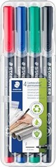 Staedtler 318-WP4 Lumocolor 4 Count (Pack of 1), Black, Blue, Green, Red