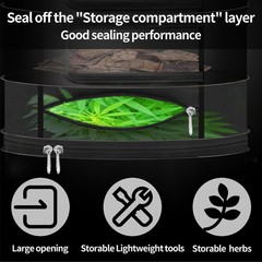 3 Layer Foldable Herb Drying Hanging Mesh Rack 1ft Diameter Zipper Net Pouch