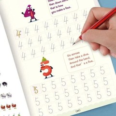 4X Magic Practice Copybook Magical Pen, Number Tracing Book Reusable Handwriting