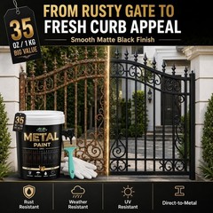 High Coverage 35 Fl Oz Rust Preventive Black Paint for Metal Furniture & Gates