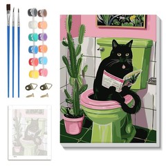 Black Cat Paint by Numbers Kit for Adults Beginners Acrylic Art Decor