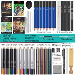 80 Drawing Sketching Kit Set – Pro Art Supplies with Sketchbook & Watercolor …