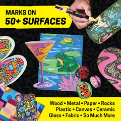 Posca Acrylic Paint Art Markers, Set of 12 Extra Fine Point Thin Paint Pens for