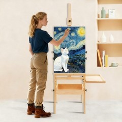 H-Frame Easel Foldable Holds Canvas Art up to 36″ Artists Easel w/ Storage Tray
