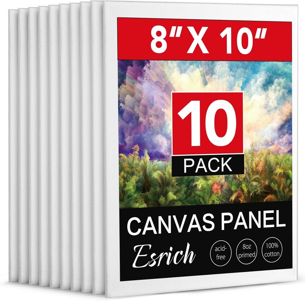 Canvas Boards for Painting, 10 Pack Canvases for Painting 8×10 Cotton Primed