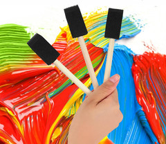 40 Pcs Foam Brush,1” Foam Paint Brushes, Wood Handle Sponge Paint Brush, Brushes