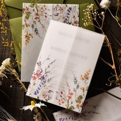 50 Pack Wildflower Printed Pre-Folded Vellum Jackets for 5×7 Invitations – 11…
