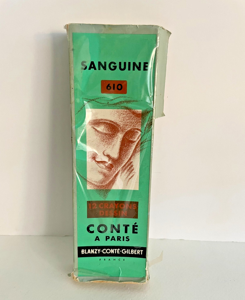 Vtg Sanguine 610 Box w/ Plastic Tray Conte Paris France 6 Colored Crayons 1355