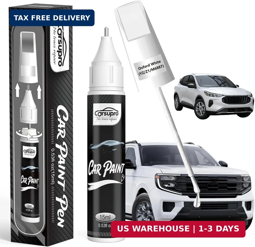 Oxford White(YZ/Z1/M6887) for Ford Touch Up Paint Pen, 2 in 1 Car Scratch Remove