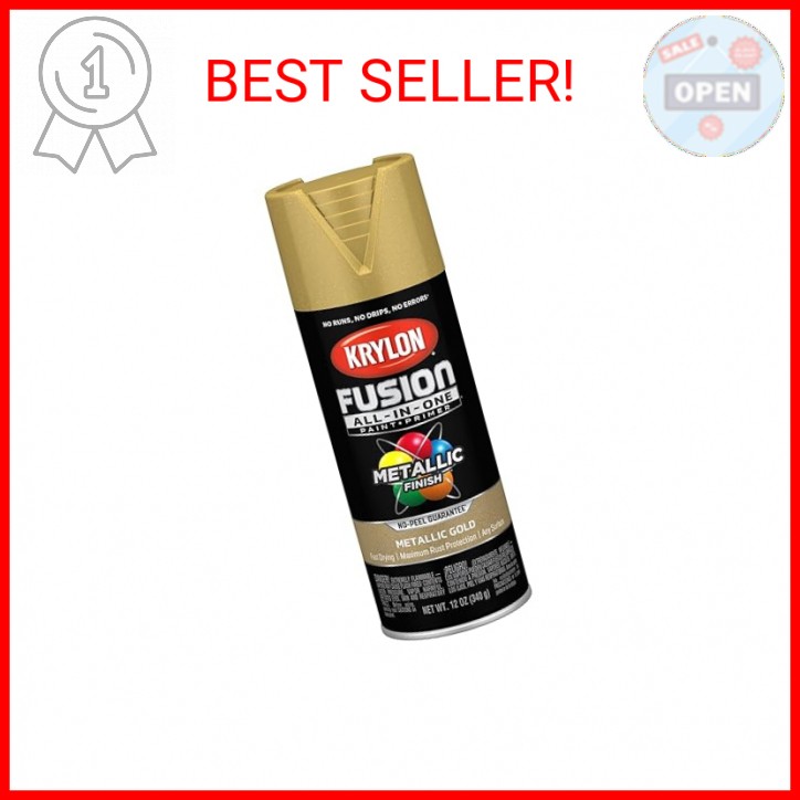 Krylon Fusion All-In-One Adhesive Spray Paint for Indoor/Outdoor Use, 12 oz, Gol