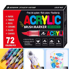72 Colors Acrylic Paint Markers Soft Brush Tip Acrylic Markers Set Paint Pens
