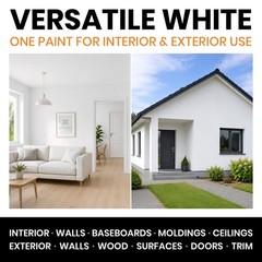 2-in-1 Acrylic Paint & Primer – Pure White Semi Gloss for Interior & Exterior –