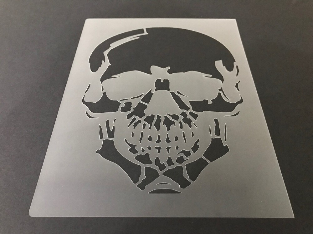 Skull #32 Stencil 10mm or 7mm Thick, Crafts, Skulls, Tattoo, Halloween, Bones