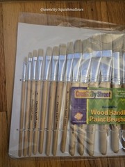 Creativity Street Round & Flat 24 Pc Paint Brush Set Natural Bristles Brand New