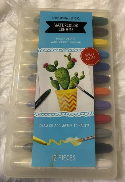 103–Little Yellow Bicycle Watercolor Cream 12 Pieces