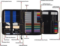 Portable Drawing Set with 76 Pencils Perfect Gift for Artists and Students