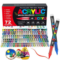 72 Colors Acrylic Paint Markers Soft Brush Tip Acrylic Markers Set Paint Pens