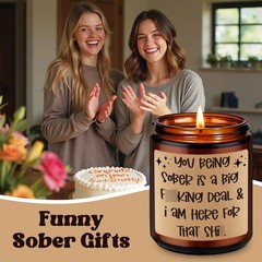Fairy’s Gift Candle, Sobriety Gifts for Women Men, 1 Year Brown-Lavender