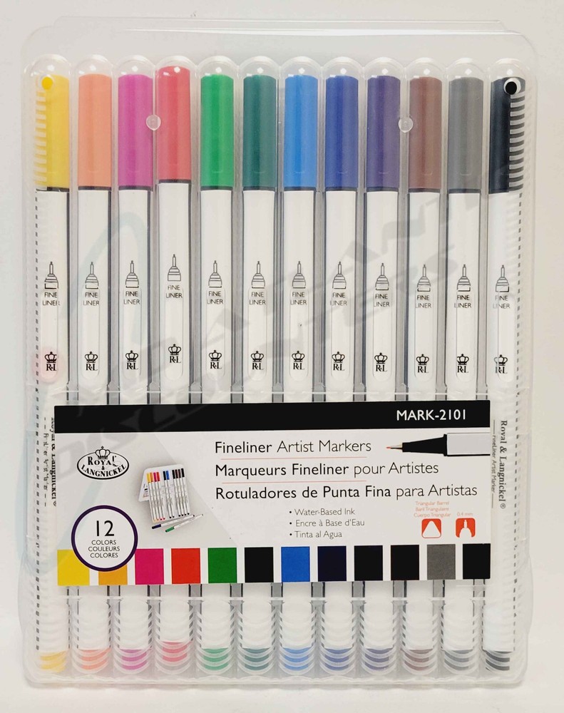 12 Pk Royal & Langnickel Fine Tip Markers Fineliner 0.4mm Colored Artist Drawing