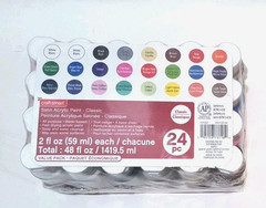 New 24 Pack Satin Acrylic Paint Craft Smart Value Set 2 fl oz Each