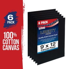 9 X 12 inch Black Professional Artist Quality Acid Free Canvas Panels 6-Pack