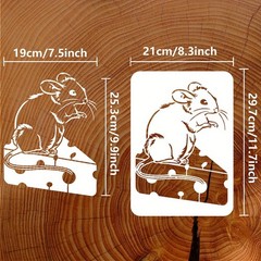 1pc Mouse and Cheese Painting Stencil 8.3×11.7inch Reusable Mouse Pattern