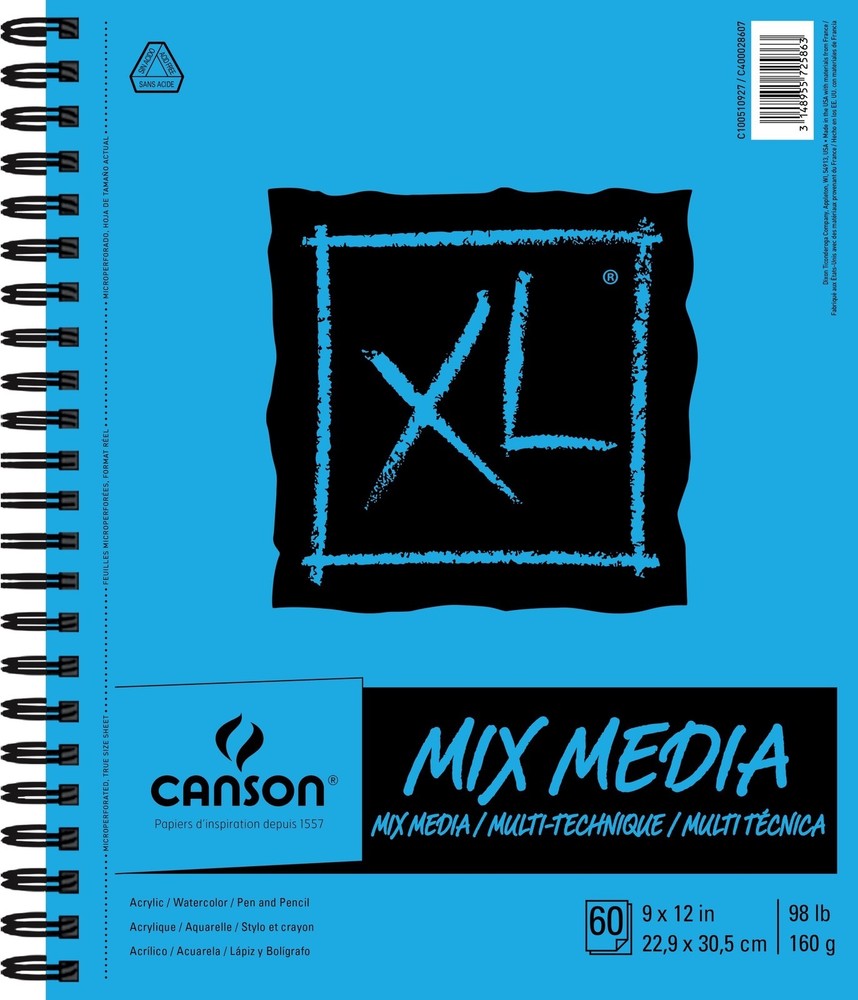 Canson 702-2420 XL Spiral Multi-Media Paper Pad 9″X12″-54 Sheets