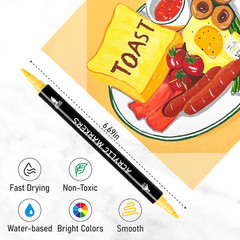 60 Colors Acrylic Paint Markers, Dual Tip with Fine Tip and Brush Tip Pens for F