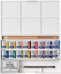 Vibrant Cotman Watercolor Pocket Set – 16 Half Pans with Essential Accessories