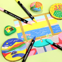60 Colors Acrylic Paint Markers, Dual Tip with Fine Tip and Brush Tip Pens for F