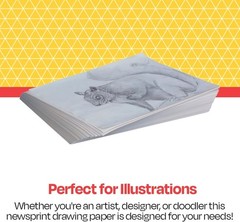500 Sheets Newsprint Drawing Paper 8.5 x 11 Inches 30 lb White Bulk Pack for