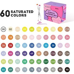 Acrylic Paint Markers Set 60 Colors Non-toxic Waterproof Brush Tip DIY Craft New