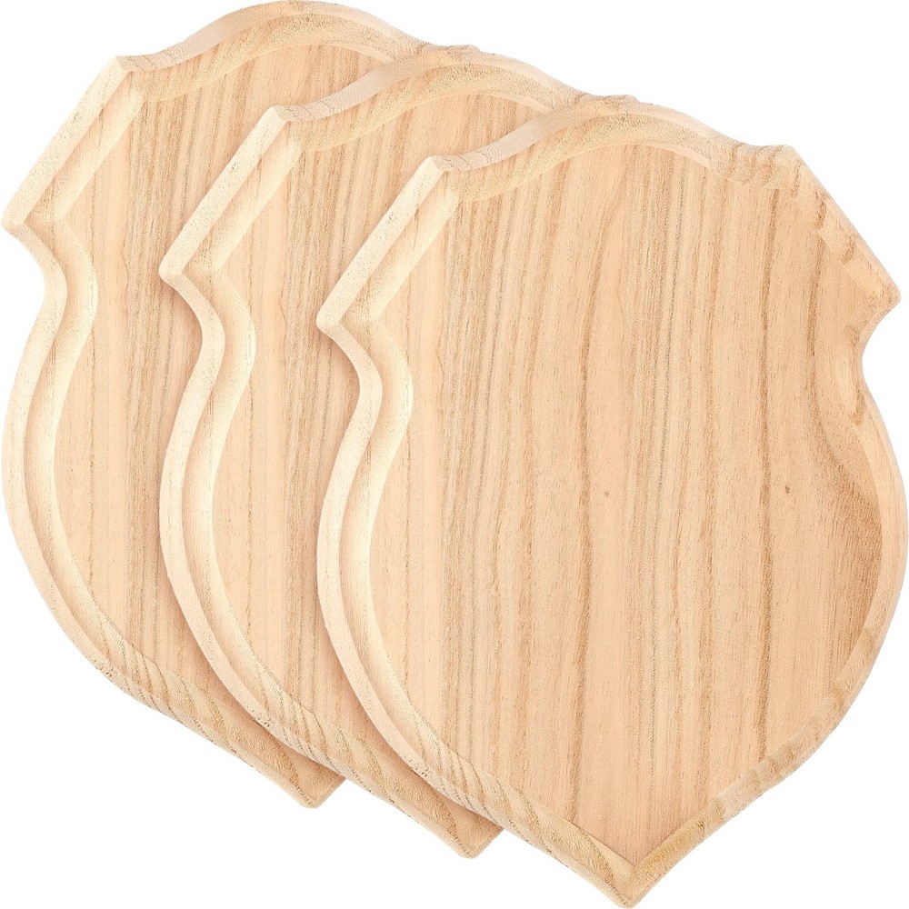 3 Pieces Unfinished Wooden Shield 9 x 12 x 0.75 inches, as the pictures show