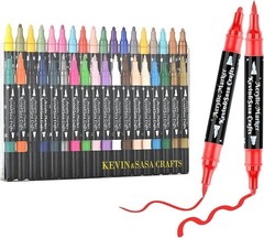 24 PCS Dual Tip Acrylic Marker Paint Pens Set Permanent for Art DIY Project