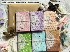 Flartmo 102 Sheets Textured Scrapbook Paper and Mesh Fabric A6, Multicolor-02