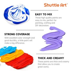 Shuttle Art Acrylic Paint, 50 Colors 2 Fl Oz (Pack of 50), Regular