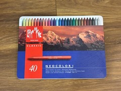 Caran d’Ache Classic Neocolor I Wax Pastels Tin Set 40 Water Resistant Drawing